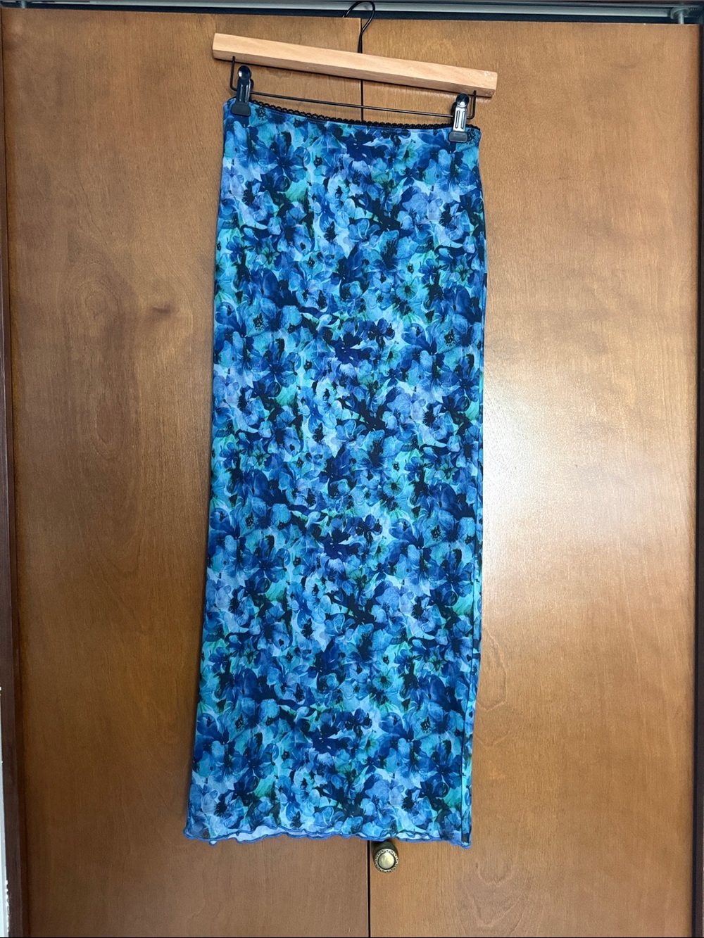 Topshop Blue Floral Midi Skirt